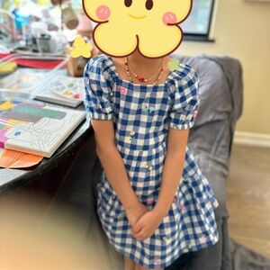 Joules Blue and White Checkered Kids Dress